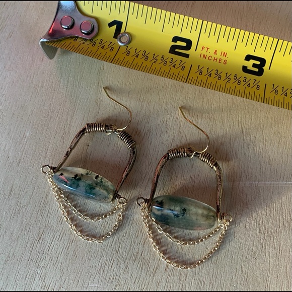 Earrings with moss agate beads - Picture 4 of 4